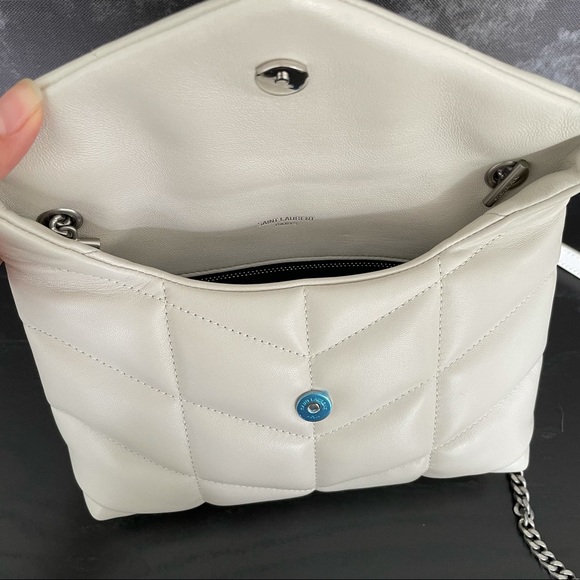 Saint Laurent White Loulou Puffer Mini Leather Bag - Picture 7 of 14